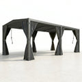 Aluminum Pergola Built to Withstand All Weather, 12x20 Louvered Roof, Dark Grey Frame, Waterproof Curtains