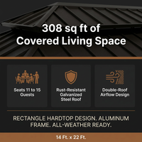 14 Ft. X 22 Ft. Double Galvanized Steel Roof Aluminum Wood-Looking Frame Outdoor Patio Hardtop Gazeb — Results & Stats