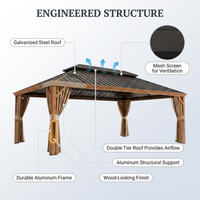 14 Ft. X 22 Ft. Double Galvanized Steel Roof Aluminum Wood-Looking Frame Outdoor Patio Hardtop Gazeb — How It Works