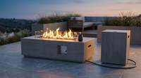 50000 BTU Coating Steel Propane Fire Pit Table in Gray Rectangular Modern Outdoor Gas Fire Table with Tank Holder — Lifestyle