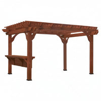 Cedar Wood Outdoor Pergola Built to Withstand 100 MPH Winds, 10x14 Ft, Built-In Bar, PowerPort Electrical