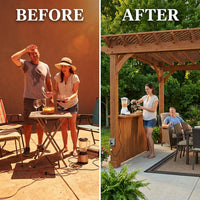 Ashland 10 Ft. X 14 Ft. All Cedar Wood Outdoor Pergola Shade Structure with Bar and Electric — Before & After