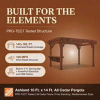 Ashland 10 Ft. X 14 Ft. All Cedar Wood Outdoor Pergola Shade Structure with Bar and Electric — Results & Stats