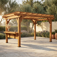 Ashland 10 Ft. X 14 Ft. All Cedar Wood Outdoor Pergola Shade Structure with Bar and Electric — Studio Shot