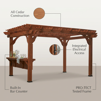 Ashland 10 Ft. X 14 Ft. All Cedar Wood Outdoor Pergola Shade Structure with Bar and Electric — infographic