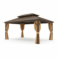 Hardtop Gazebo Built for All-Weather Protection, 14x20 Double Steel Roof, Aluminum Frame, Curtains & Netting