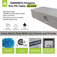 50000 BTU Coating Steel Propane Fire Pit Table in Gray Rectangular Modern Outdoor Gas Fire Table with Tank Holder